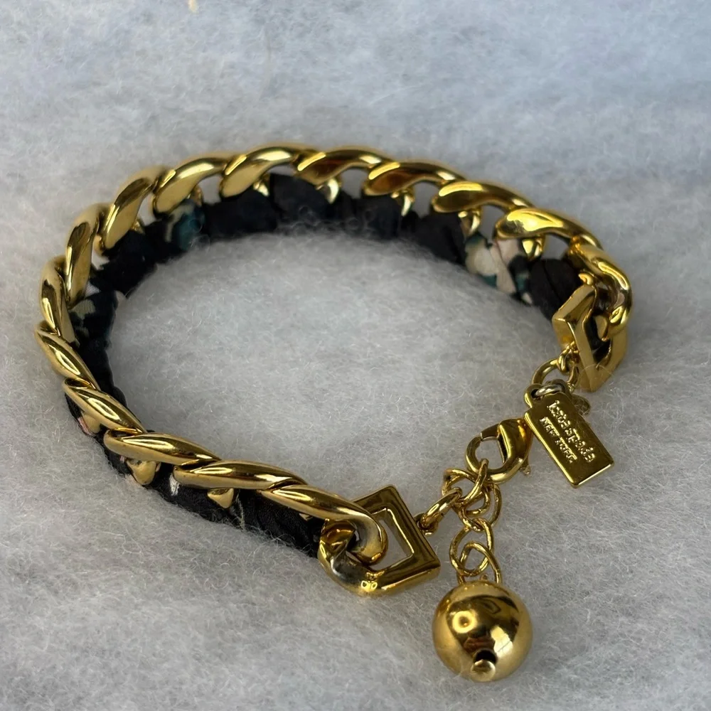 kate spade Gold Chain Bracelet with Black Woven Fabric Detail - Picture 2 of 9